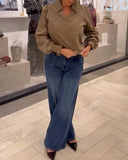 Lapel Long-Sleeved Corduroy Top