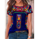 Bohemia Print Round Neck T-shirt