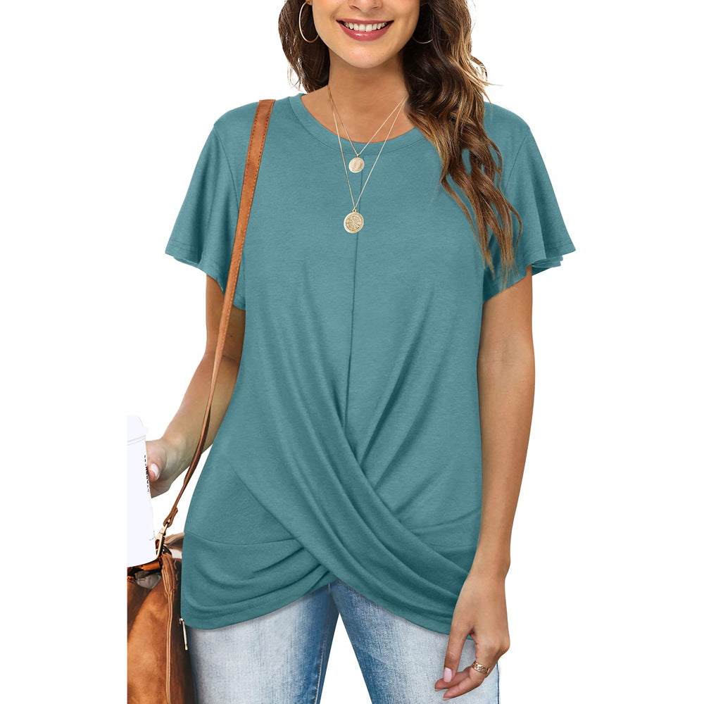 Casual Solid O-Neck Bufferfly T-shirt