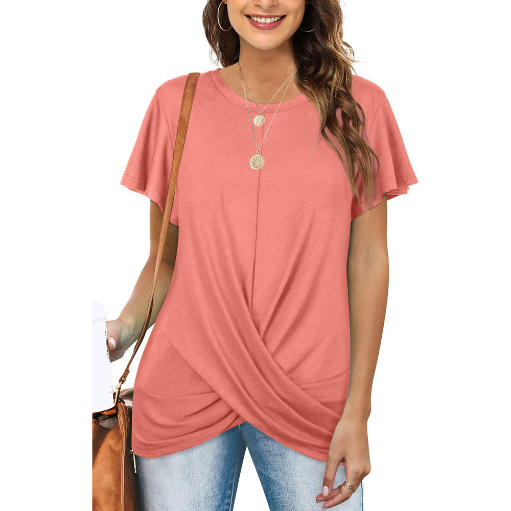 Casual Solid O-Neck Bufferfly T-shirt