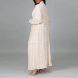 Women's Open Front Cable Knit Longline Cardigan