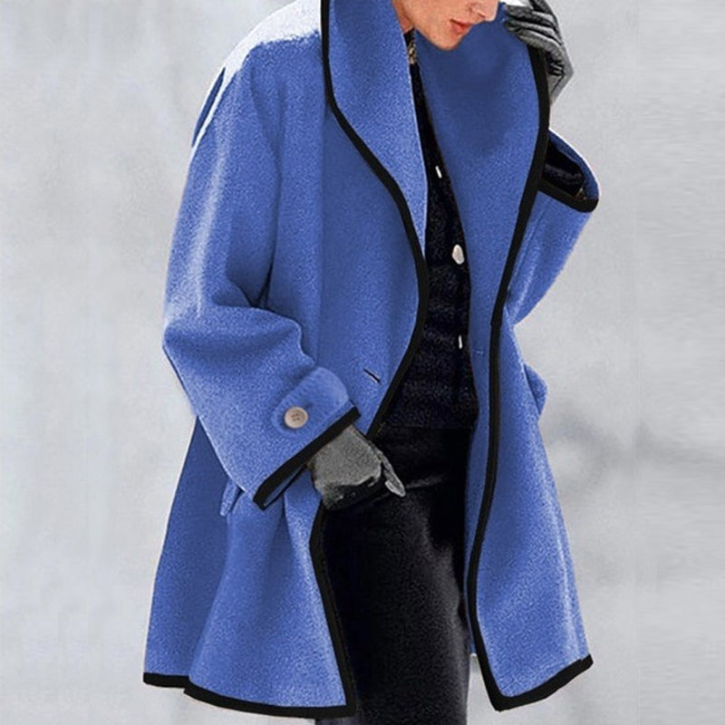 Women's color block wool coat top