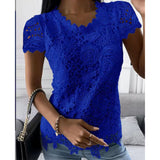 Lace Short Sleeve Pullover T-Shirt