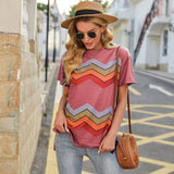 Striped Print Crew Neck T-shirt