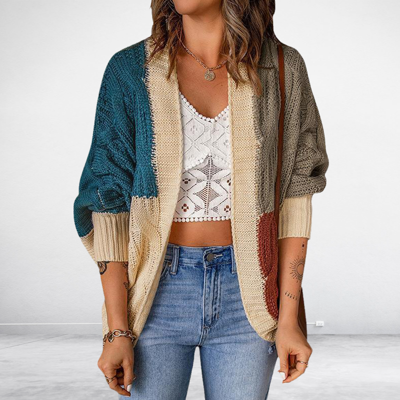 Women s Color Block Knit Cardigan Sweater Shelia