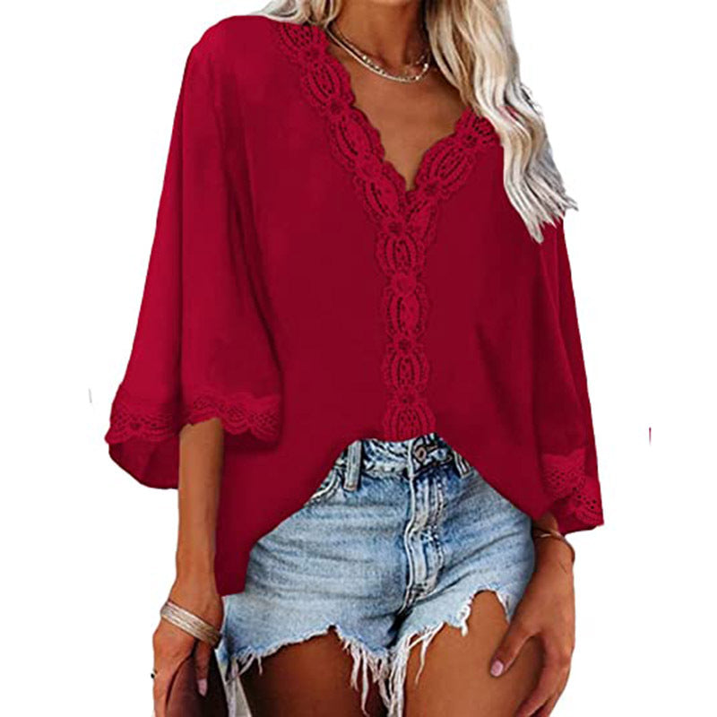 Women's Flared Sleeve Lace Shirts