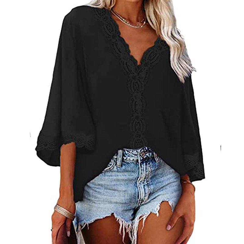 Women's Flared Sleeve Lace Shirts