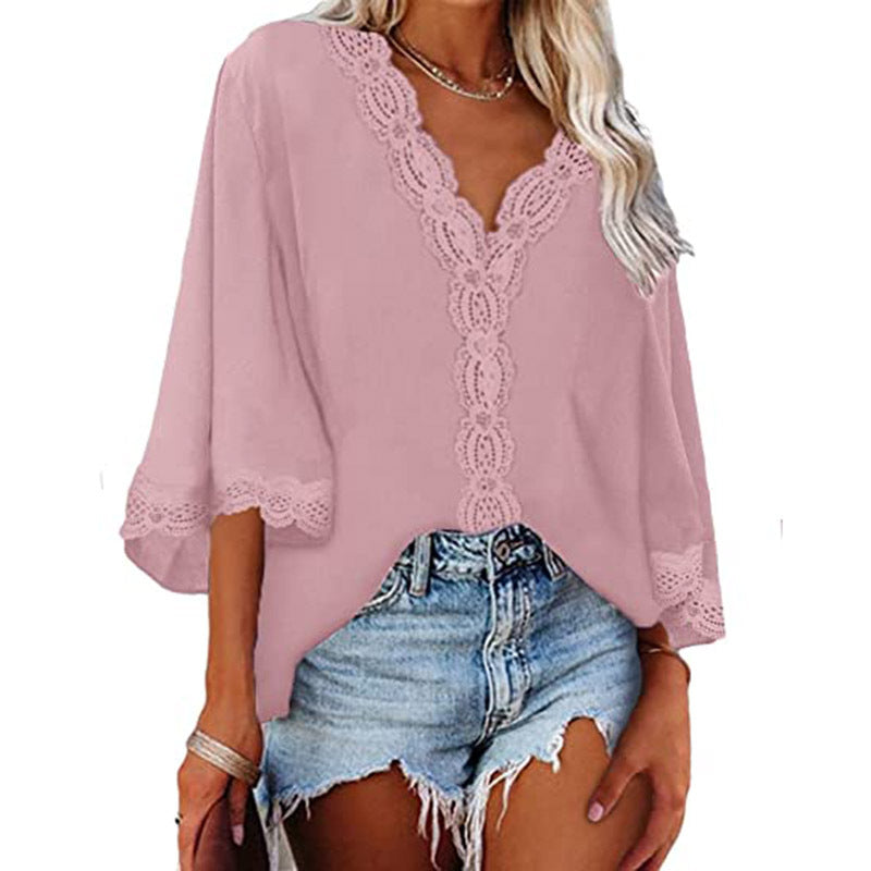 Women's Flared Sleeve Lace Shirts