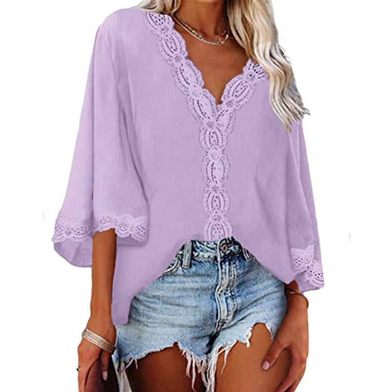 Women's Flared Sleeve Lace Shirts