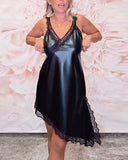 V-Neck Fashionable Lace Patchwork Dress