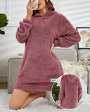 Fashionable Casual And Comfortable Fuzzy Hoodie Dress