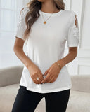 Solid Color Hollow Casual T-Shirt
