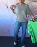 Casual loose solid color round neck pullover