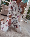 Casual Floral Print Two Piece Sets