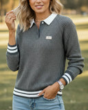 Shirt Collar Contrast Pullover