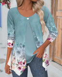 Irregular One Button Fake Two Piece Blouse