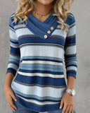 Button-Up Striped Long-Sleeved T-Shirt