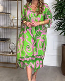 Geometric Contrast Color Dress