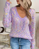 Colorful V-Neck Long-Sleeved Jumper