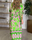 Geometric Contrast Color Dress