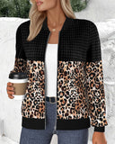 Leopard Print Baseball Collar Jacket
