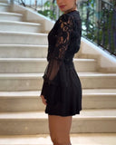 Solid Color Sexy Lace Blouse