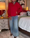 Solid Ruffle Trim Loose Shirt