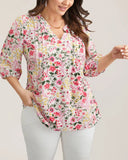 Three-Quarter Sleeve Floral Blouse