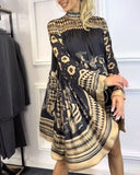 Fashion Printed Batwing Sleeve Dress