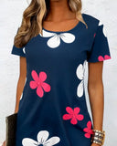 Floral Print Short Sleeve Dress