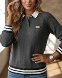 Shirt Collar Contrast Pullover