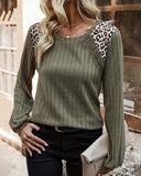 Ribbed Knit Leopard Print Top