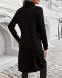 Drawstring Casual Pocket Long-Sleeved Dress