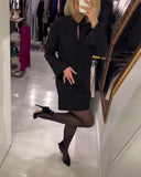 Solid Color Straight-Cut Long-Sleeved Dress