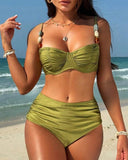 Sexy Solid Color Two-Piece Bra Triangle Bikini