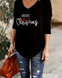 Christmas Themed Letter Print Top
