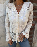 Lace V-Neck Long Sleeve Cardigan