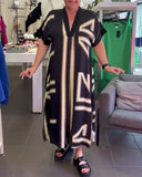 V-Neck Oversized Printed Dress