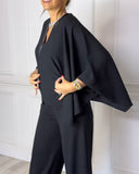 V-Neck Elegant Butterfly Sleeve Blouse