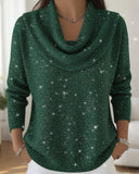 Pile Collar Sequined Sweater