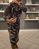 Printed Retro Long-Sleeved Dress