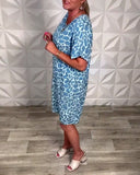Casual Printed Crew Neck Dress