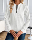 Zipped Cable-Knit Long-Sleeve Sweatshirt