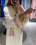 Hooded Embroidered Loose Dual Pocket Dress