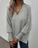 Lantern Sleeve V Neck Jumper
