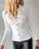 Slim Fit Lapel Long Sleeve Top