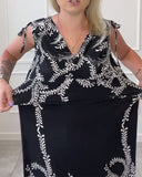 V-Neck Printed Vintage Dress