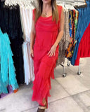 Sleeveless Solid Color Cake Dress
