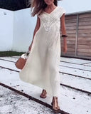 Elegant Solid Color V-Neck Dress