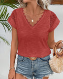 V-Neck Simple Solid Color T-Shirt